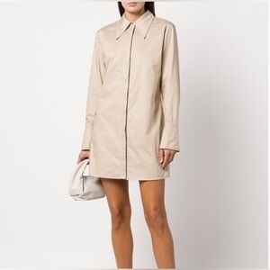 Anine Bing Tiffany Mini Beige Button Front Dress